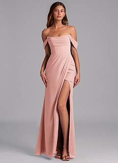 Azazie Johana Vestidos de damas de honor Vestido de Rosetón de Gasa de Corte Sirena Convertible con Vestidos sin tirantes image1