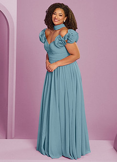Barbie ♥ Azazie Bridesmaid Dresses Moody Blue A-Line Off the Shoulder Chiffon Convertible Dress image14