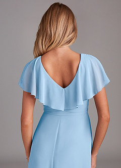 Azazie Lainey Bridesmaid Dresses Powder Blue A-Line with Pockets Chiffon Dress image2