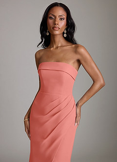 Azazie Aretha Bridesmaid Dresses Salmon Pink A-Line Strapless Chiffon Dress image7