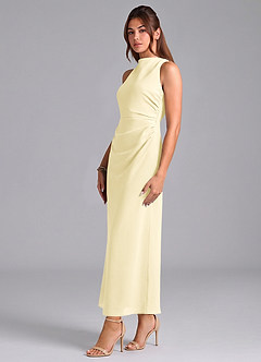 Azazie Evadne Brautjungfernkleider Etui Plissee Chiffon Kleid Zitronensorbet image4