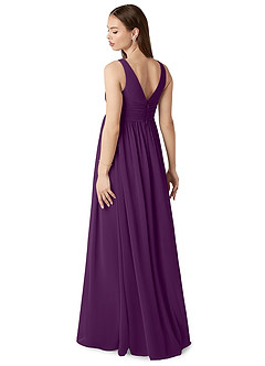 Azazie Yetta Maternity Bridesmaid Dresses A-Line V-Neck Gathered Chiffon Floor-Length Dress image5