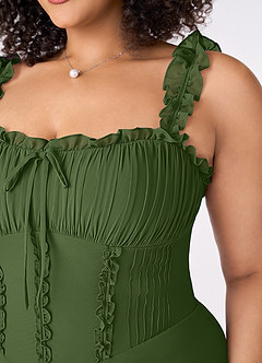 Barbie ♥ Azazie Bridesmaid Dresses Olive A-Line Sweetheart Neckline Chiffon Dress image9