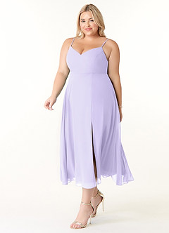 Azazie Clarissa Bridesmaid Dresses Lilac A-Line V-Neck Chiffon Dress image9