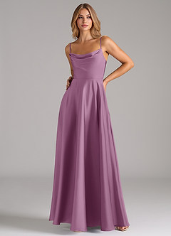 Azazie Elle Bridesmaid Dresses Wisteria A-Line Pleated Stretch Satin Dress image5