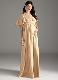 Azazie Verna Brautjungfernkleider für Schwangere A-Linie Gestreift Stretch-Satin Bodenlänge Kleid image5