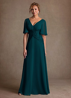 Azazie Milliat Suknie dla Matki Panny Młodej Linia A Koronka Szyfon Długość podłogi Sukienka image4