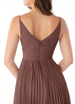 Azazie Raychelle Robes de demoiselle d'honneur Robe Trapèze en Mousseline de soie Col en V Expresso image7