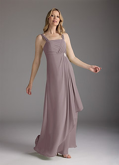 Azazie Weisz Abiti per la Madre della Sposa Abito A-Line in Chiffon Plissettato con Scollo Quadrato Dusk image4