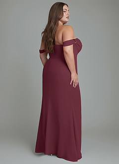 Azazie Johana Bridesmaid Dresses Cabernet Mermaid Off the Shoulder Chiffon Convertible Dress image9