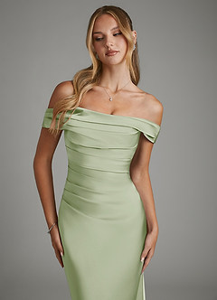 Azazie Hayden Bridesmaid Dresses Dusty Sage Mermaid Corset Stretch Satin Dress image6