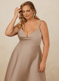Christian Siriano Bridal for Azazie 1001 Bridesmaid Dresses Taupe A-Line Sweetheart Neckline Stretch Satin Dress image16