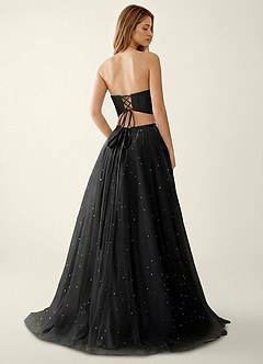 Epona Black Satin Prom Two-piece Dress image2