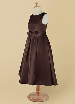 Azazie Coco Flower Girl Dresses Ganache A-Line Bow Matte Satin Dress image10