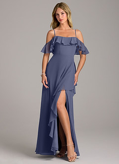 Azazie Aubrie Bridesmaid Dresses Stormy A-Line Off the Shoulder Chiffon Dress image4