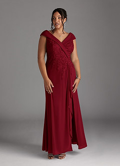 Azazie Calathea Mother of the Bride Dresses Burgundy A-Line Lace Dress image8