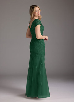 Azazie Marbella Mother of the Bride Dresses Dark Green Mermaid Queen Anne Sequins Lace Dress image6