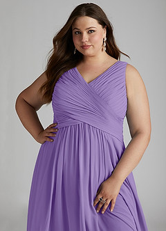 Azazie Flora Brautjungfernkleider A-Linie Plissee Chiffon Kleid Tahiti image15