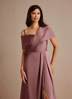 Azazie Milton Mother of the Bride Dresses Vintage Mauve A-Line Pleated Stretch Satin Dress image3