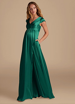 Azazie Allessia Abiti da damigella d'onore premaman Abito A-Line Raso Metallizzato Floor-Length image3