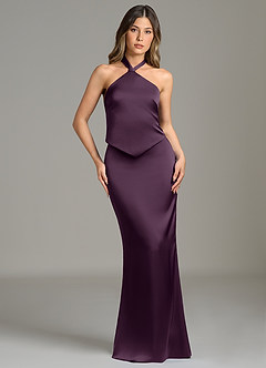 Azazie Francesca Brautjungfernkleider Etui Stretch-Satin Kleid Pflaume image1