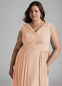 Azazie Organa Abiti da Damigella Abito A-Line in Chiffon Plissettato Rosa Inglese image11