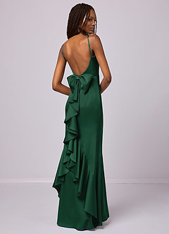 Barbie ♥ Azazie Bridesmaid Dresses Dark Green Mermaid Bow Stretch Satin Dress image5