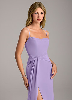 Azazie Tahlia Bridesmaid Dresses Lilac A-Line with Belt Chiffon Dress image2