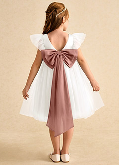 Azazie Munchkin Abiti da Ragazza di Fiori Abito A-Line in Tulle Fiocco Avorio Cedro Rosa image1