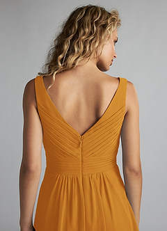 Azazie Grace Bridesmaid Dresses Butterscotch A-Line Pleated Chiffon Dress image6
