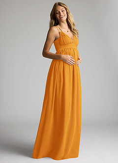 Azazie Emree Maternity Bridesmaid Dresses A-Line Chiffon Floor-Length Dress image2