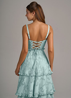 Azazie Romie Bridesmaid Dresses Mist A-Line Corset Floral Burnout Dress image6