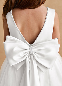 Azazie Cookie Flower Girl Dresses White A-Line Bow Tulle Dress image6