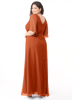 Azazie Cierra Bridesmaid Dresses Burnt Orange A-Line V-Neck Chiffon Dress image12