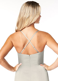 Azazie Marzia Bridesmaid Dresses Pebble Sheath Cowl Pleated Stretch Satin Dress image3