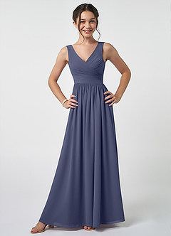 Azazie Keyla Junior Stormy A-Line Pleated Chiffon Dress image1