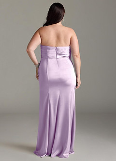 Azazie Yola Bridesmaid Dresses Frosted Lilac Sheath V-Neck Pleated Stretch Satin Convertible Dress image10