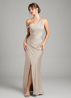 Azazie Madelyn Bridesmaid Dresses Frost Mermaid One Shoulder Stretch Satin Convertible Dress image1