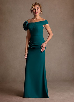 Azazie Gwynne Mother of the Bride Dresses Peacock Mermaid Off the Shoulder Stretch Crepe Dress image4