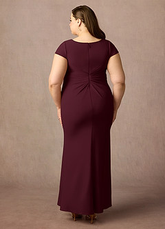 Azazie Tana Mother of the Bride Dresses Cabernet Mermaid V-Neck Pleated Stretch Crepe Dress image7