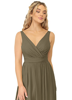 Azazie Kora Bridesmaid Dresses Willow Green A-Line Pleated Chiffon Dress image5
