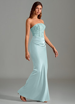 Azazie Emilia Bridesmaid Dresses Mist Mermaid Strapless Stretch Satin Dress image3