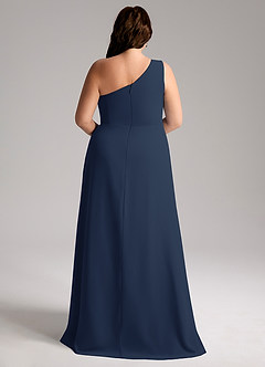 Azazie Brooke Bridesmaid Dresses Dark Navy A-Line One Shoulder Chiffon Dress image9