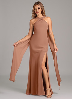 Azazie Kinsley Bridesmaid Dresses Bronzer Mermaid Pleated Chiffon Dress image5