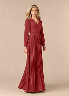 Azazie Zina Mother of the Bride Dresses Rust A-Line Pleated Chiffon Dress image2