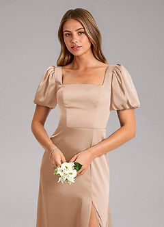 Azazie Fyona Brautjungfernkleider A-Linie Plissee Stretch-Satin Kleid Englisches Rosa image6