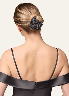 front Matching Color Matte Satin Rose Scrunchie