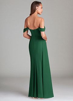 Azazie Amyra Jurken voor bruidsmeisjes Converteerbaar Jurk van Chiffon met Kolom Off the Shoulder Donkergroen image5