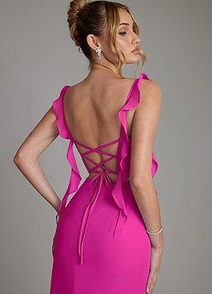 Azazie Jessamine Bridesmaid Dresses Fuchsia Mermaid Corset Chiffon Dress image2