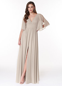 Azazie Temeka Bridesmaid Dresses Frost A-Line Ruched Chiffon Dress image1